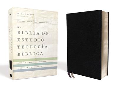 Biblia de Estudio Teología Bíblica NVI Piel Reciclada Negro