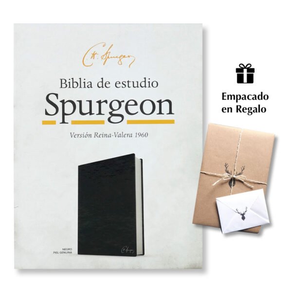 Biblia de Estudio Spurgeon RVR 1960 Negro Piel Genuina
