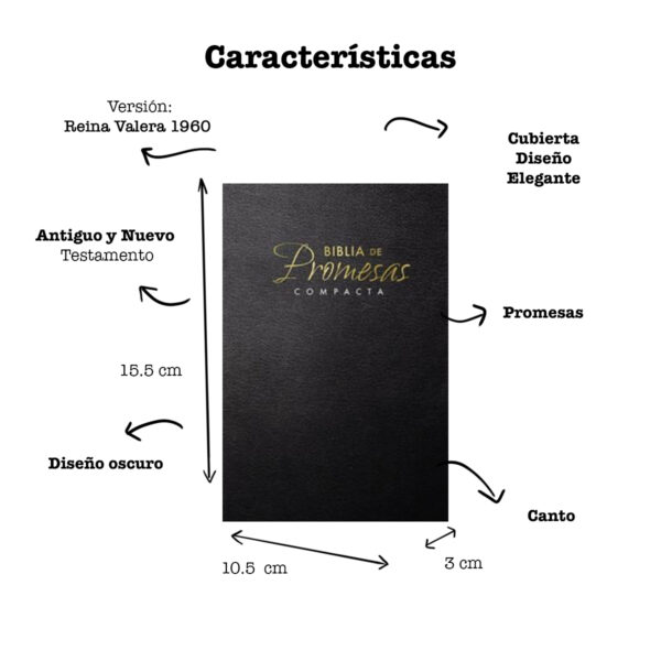 Biblia De Promesas Compacta Rústica Negro Letra Grande 2