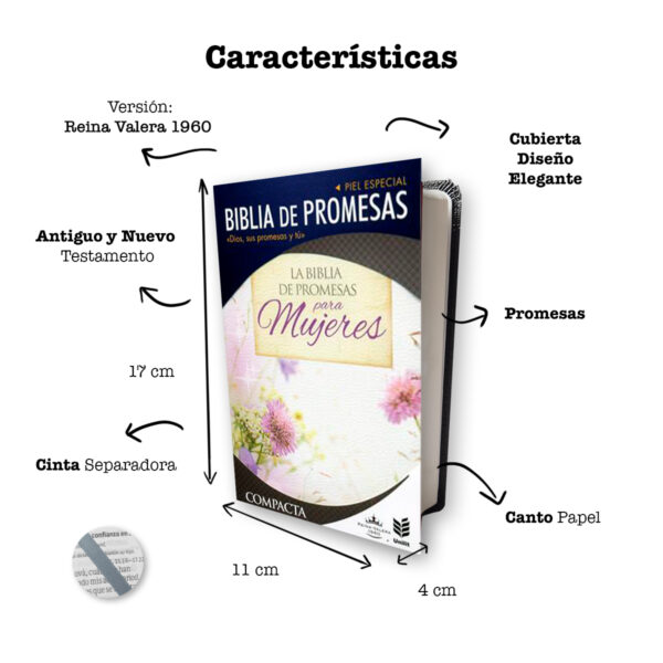 Biblia De Promesas Compacta Floral Piel para Mujeres 2