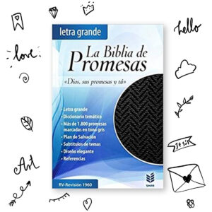 Biblia De Promesas Letra Grande Piel Especial Negro RVR 1960 Cierre