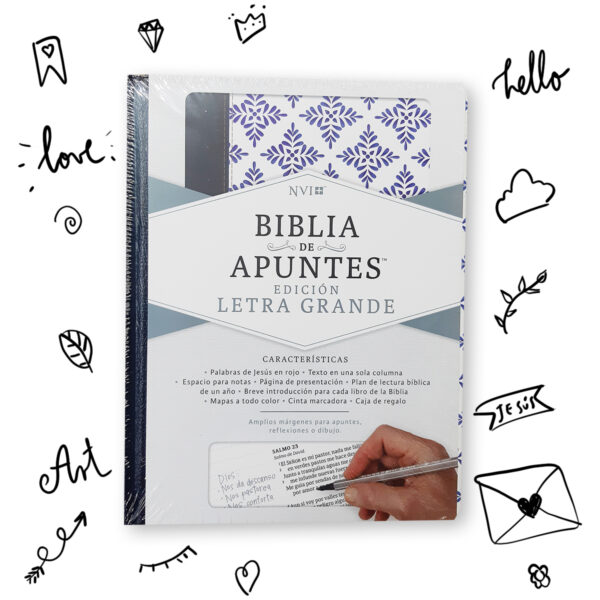 Biblia De Apuntes NVI Blanco Y Azul Simil Piel Letra Grande