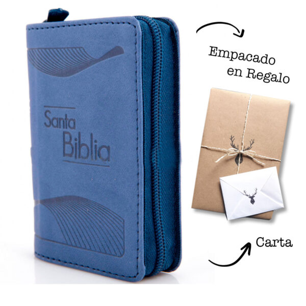 Biblia Mini Bolsillo Imitación piel con cierre - Azul
