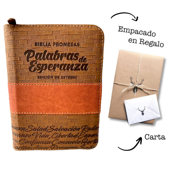 BIBLIA PROMESAS PALABRAS DE ESPERANZA - EDICIÓN DE ESTUDIO - COLOR CAFÉ