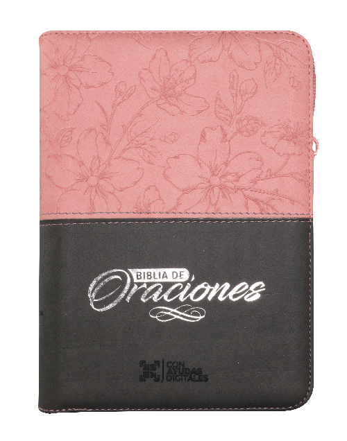 Biblia de Oraciones RVR 1960 Letra Grande 10 pts rosa gris cierre - Imagen 2