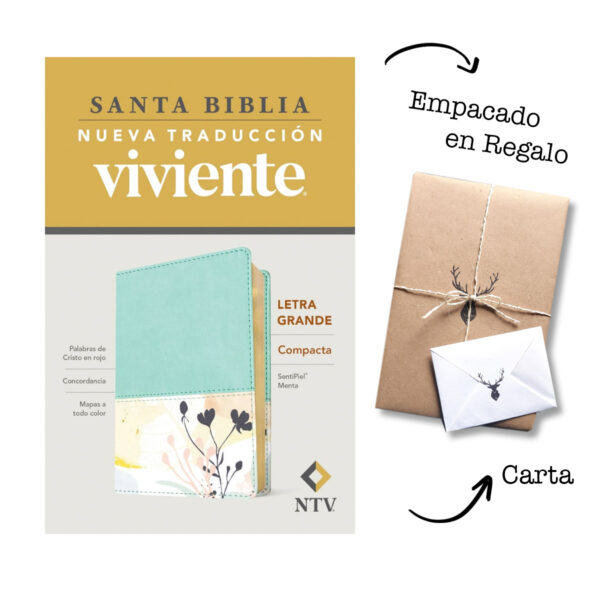 Biblia NTV/Edicion Compacta/Letra Grande/Menta/Sentipiel