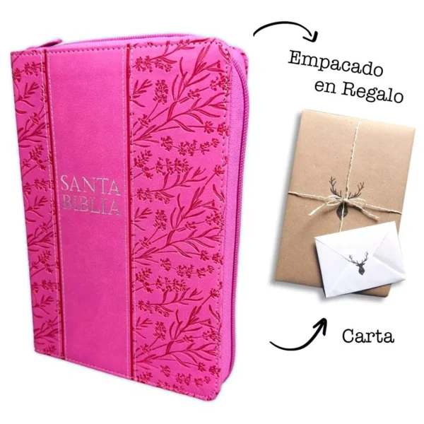 Biblia RVR60/Manual/Letra Grande/Simil Piel/Fucsia/Cierre/Indice