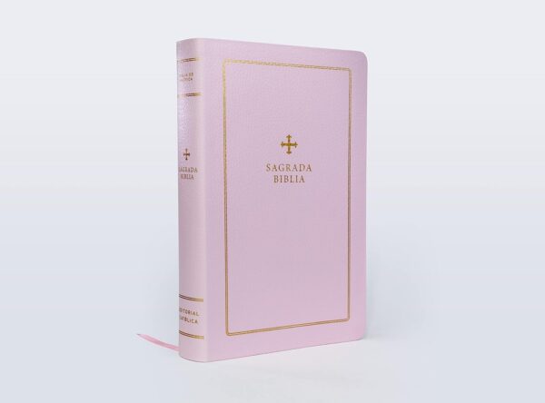 Biblia Católica para Regalos y Ceremonias Piel Elaborada Rosa - Imagen 5