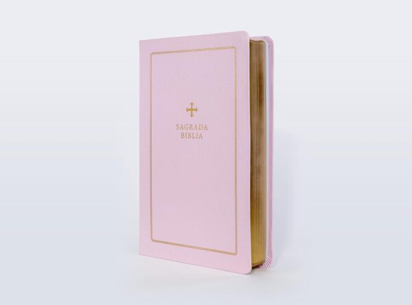 Biblia Católica para Regalos y Ceremonias Piel Elaborada Rosa - Imagen 7