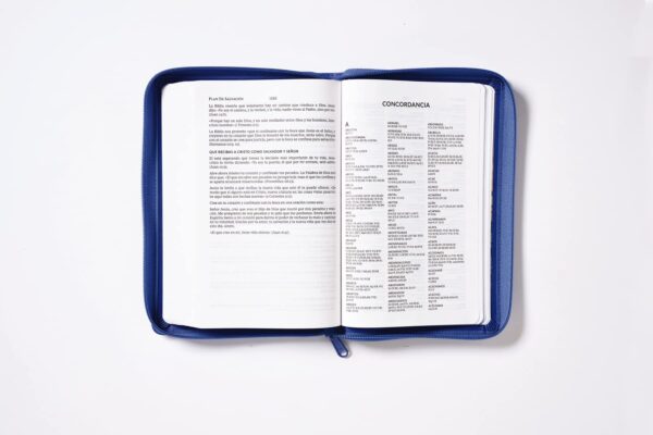 Biblia RVR60 Tierra Santa Ultrafina Letra Grande Leathersoft Azul Con Cierre - Imagen 3