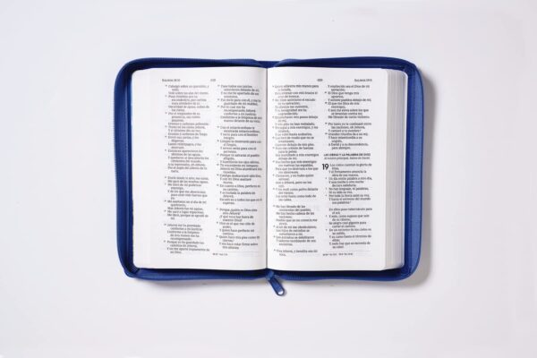 Biblia RVR60 Tierra Santa Ultrafina Letra Grande Leathersoft Azul Con Cierre - Imagen 4