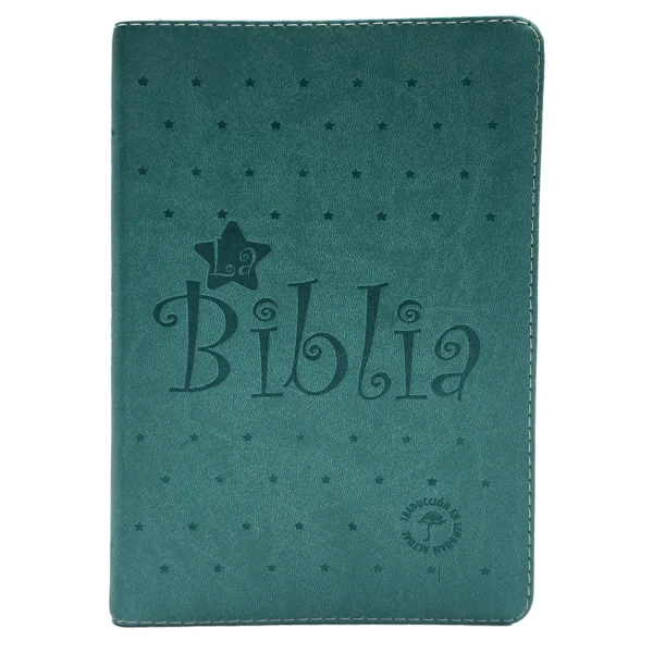 Biblia TLA Verde Turquesa Letra Grande 11 puntos Canto Plateado - Imagen 2