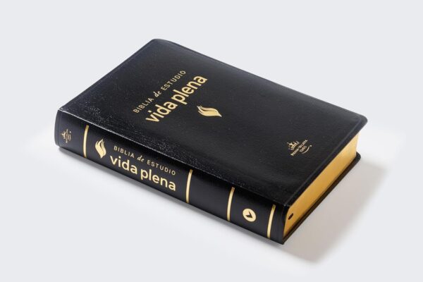 Biblia de Estudio Vida Plena Piel Negro Canto Dorado - Imagen 3