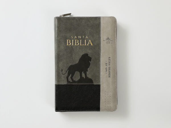 Biblia Letra Grande 12 puntos Rvr 1960 Negro Gris Leon Cierre Indice Inspiracion - Imagen 10