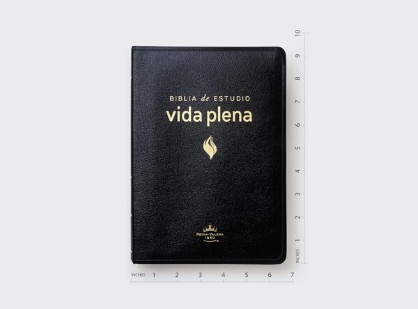 Biblia de Estudio Vida Plena Piel Negro Canto Dorado - Imagen 2