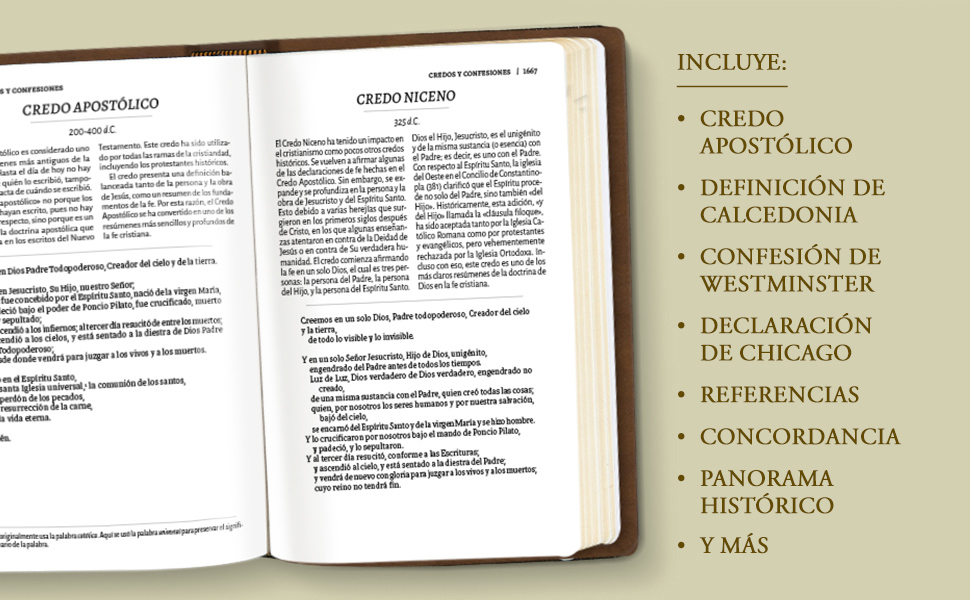 Biblia RVR60 De Credos Y Confesiones Cafe Simil Piel - Imagen 6
