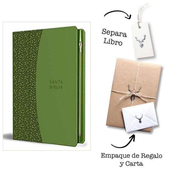 Biblia RVR 1960 Letra Grande Imitacion Piel Verde Con Cremallera