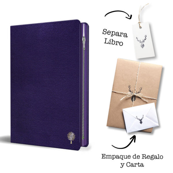 Biblia RVR 1960 Letra Grande Imitacion Piel Morado Con Cremallera