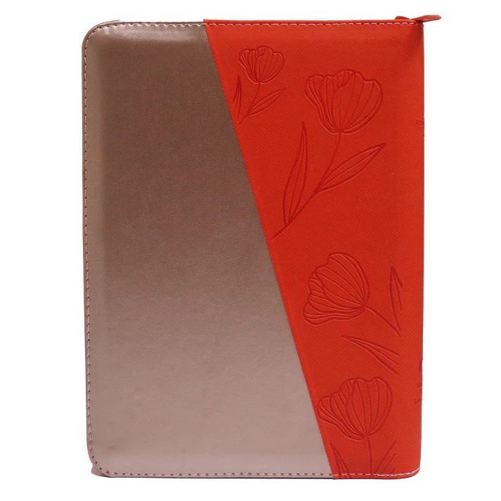 Biblia RVR Letra Gigante Color Naranja y Chanpagne Con Ayudas Digitales - Imagen 5