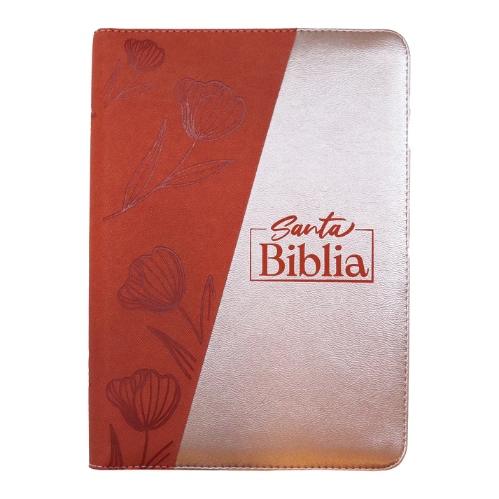 Biblia RVR Letra Gigante Color Naranja y Chanpagne Con Ayudas Digitales - Imagen 4