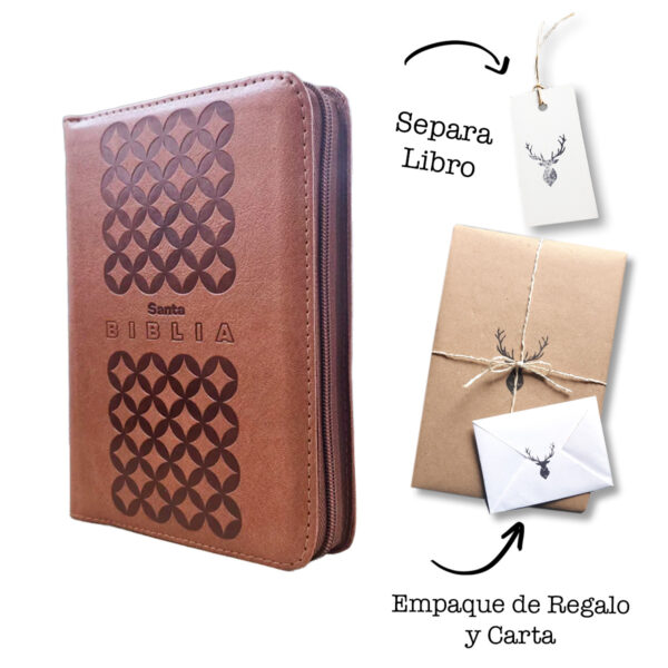 Biblia Mediana RVR Letra Grande 11 puntos PJR Color Café Con Ayudas Digitales