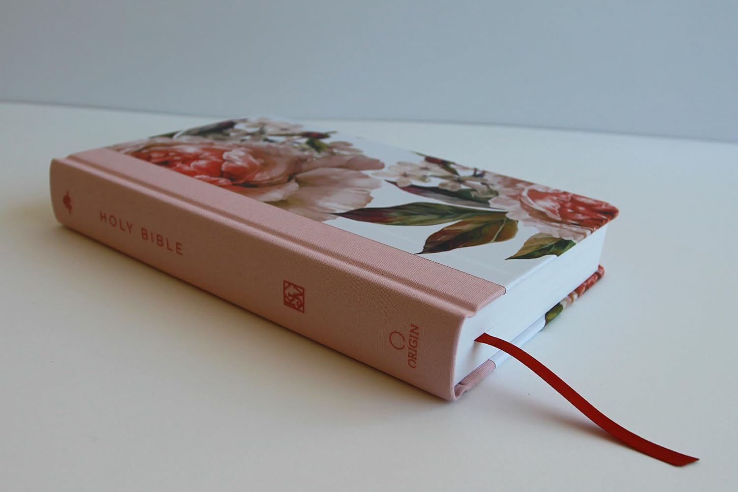 KJV Holy Bible, Large Print Medium Format, Pink Cloth Hardcover with Floral Design, Ribbon Marker, Red Letter - Imagen 3