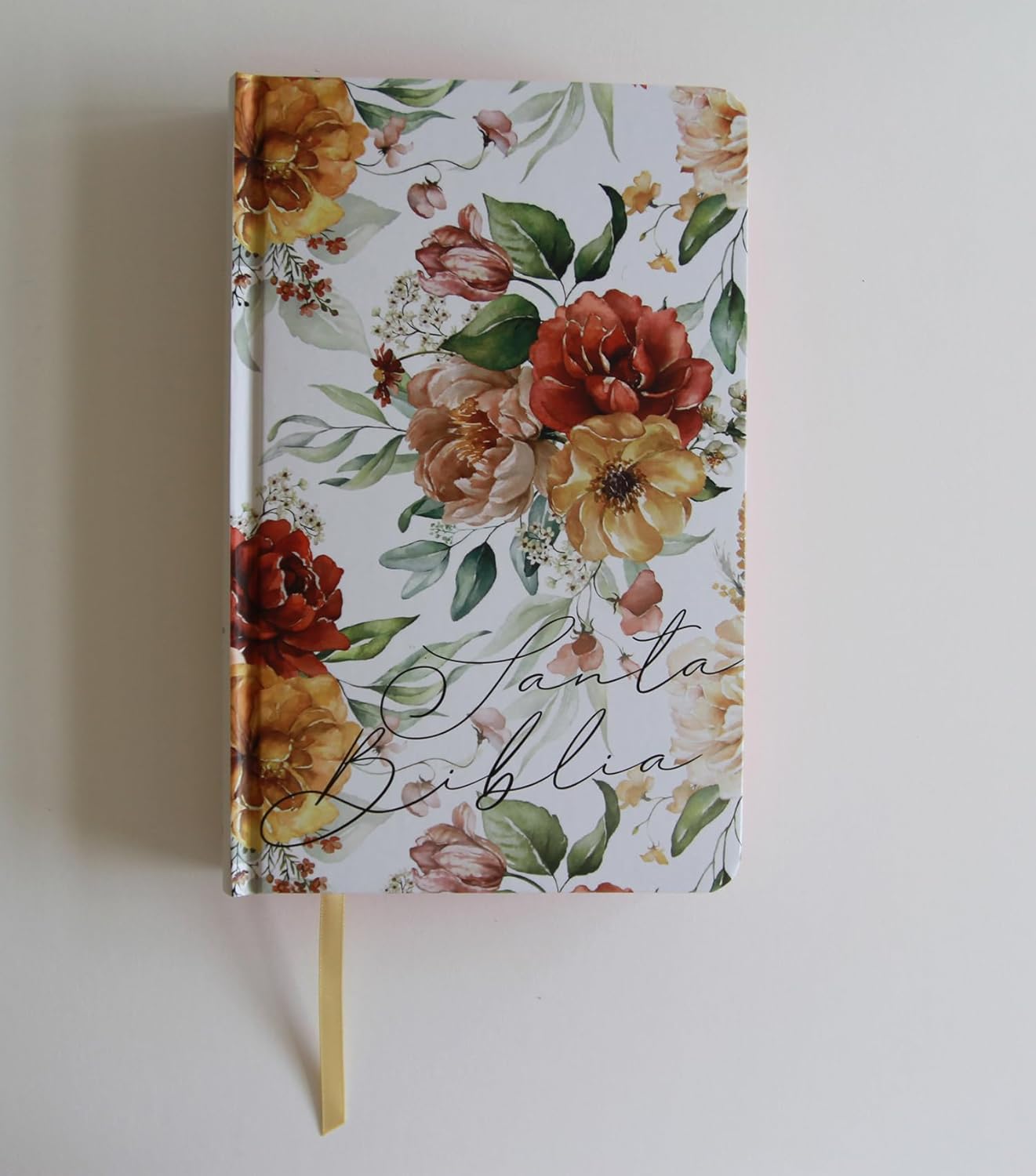 Biblia RVR 1960 letra grande tamaño manual, HC, flores rosadas y cantos pintados - Imagen 8
