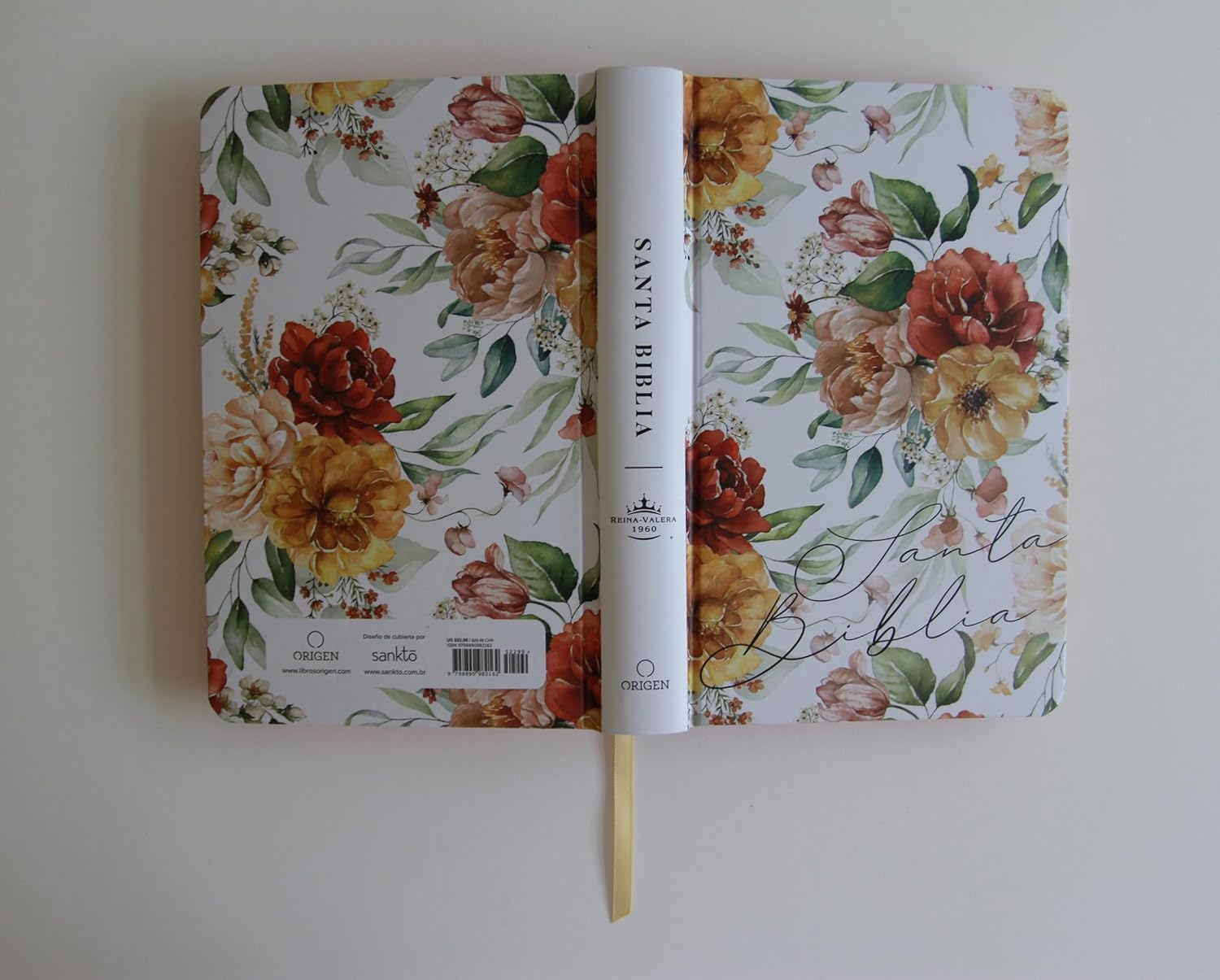 Biblia RVR 1960 letra grande tamaño manual, HC, flores rosadas y cantos pintados - Imagen 3