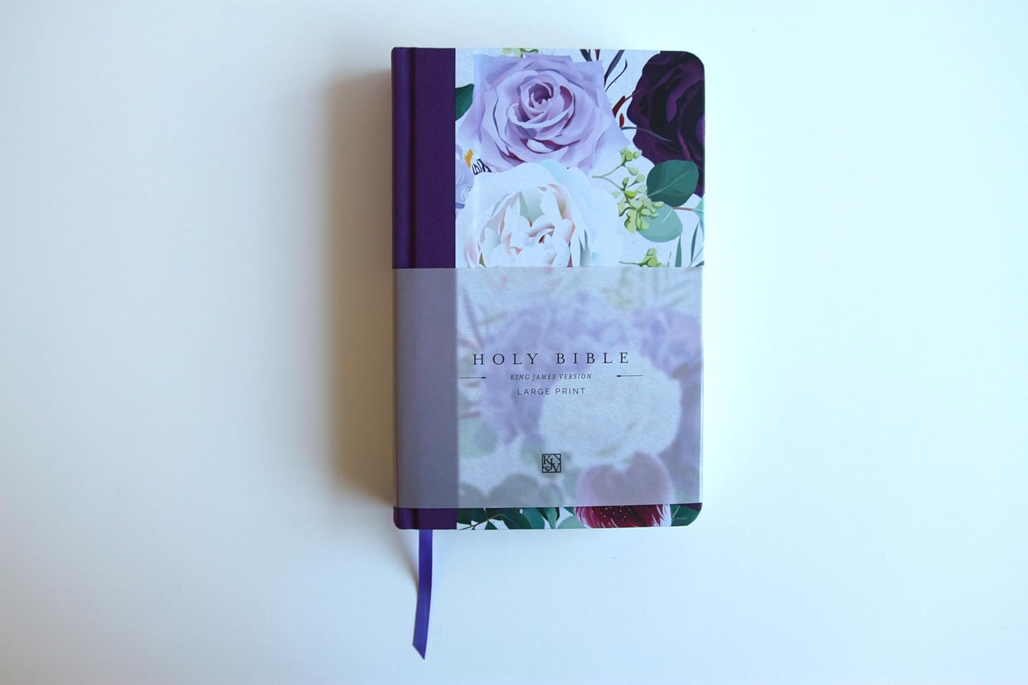 KJV Holy Bible, Large Print Medium Format, Purple Cloth Hardcover with Floral Design, Ribbon Marker, Red Letter - Imagen 5