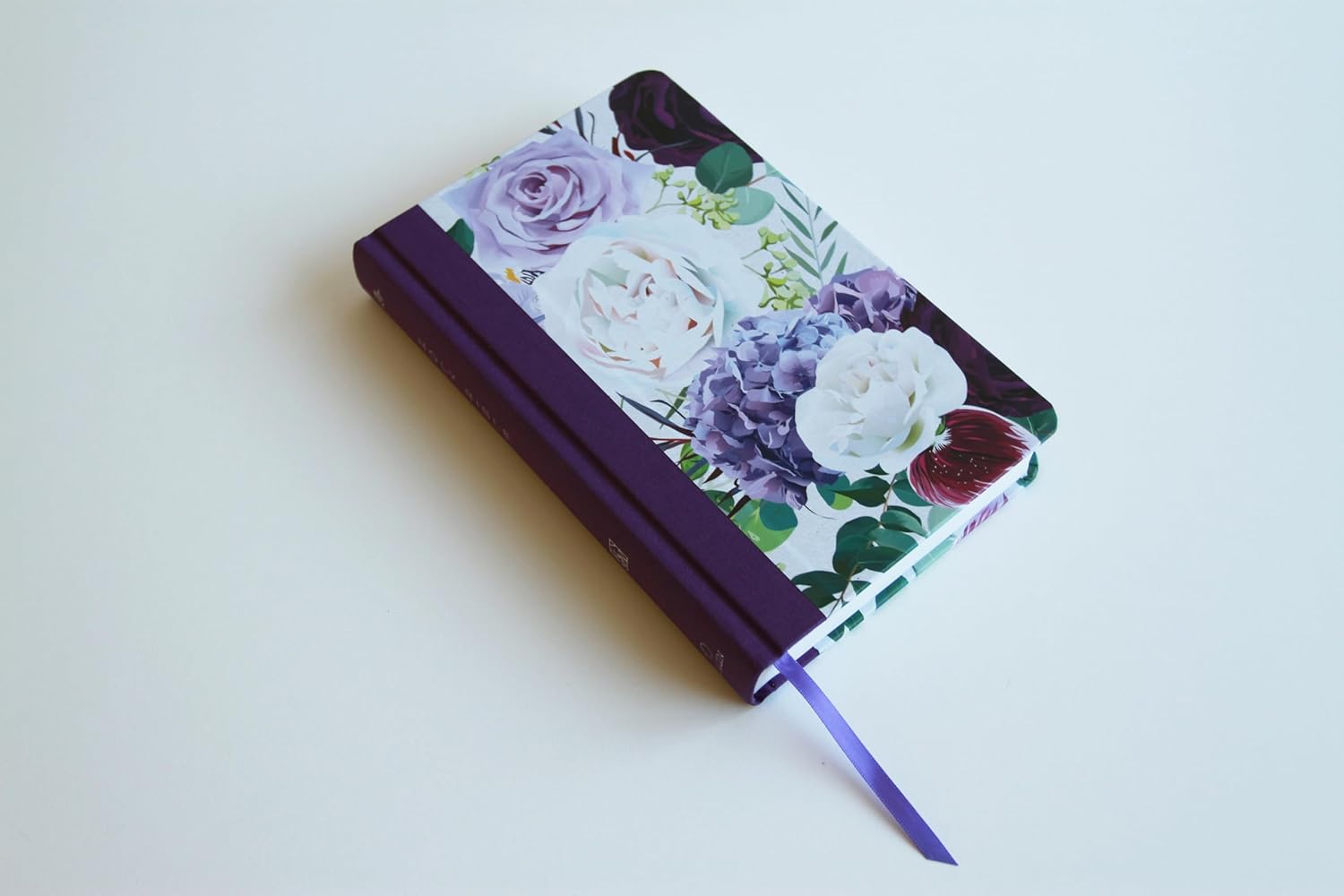 KJV Holy Bible, Large Print Medium Format, Purple Cloth Hardcover with Floral Design, Ribbon Marker, Red Letter - Imagen 3