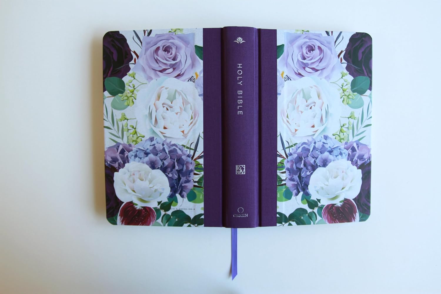 KJV Holy Bible, Large Print Medium Format, Purple Cloth Hardcover with Floral Design, Ribbon Marker, Red Letter - Imagen 2