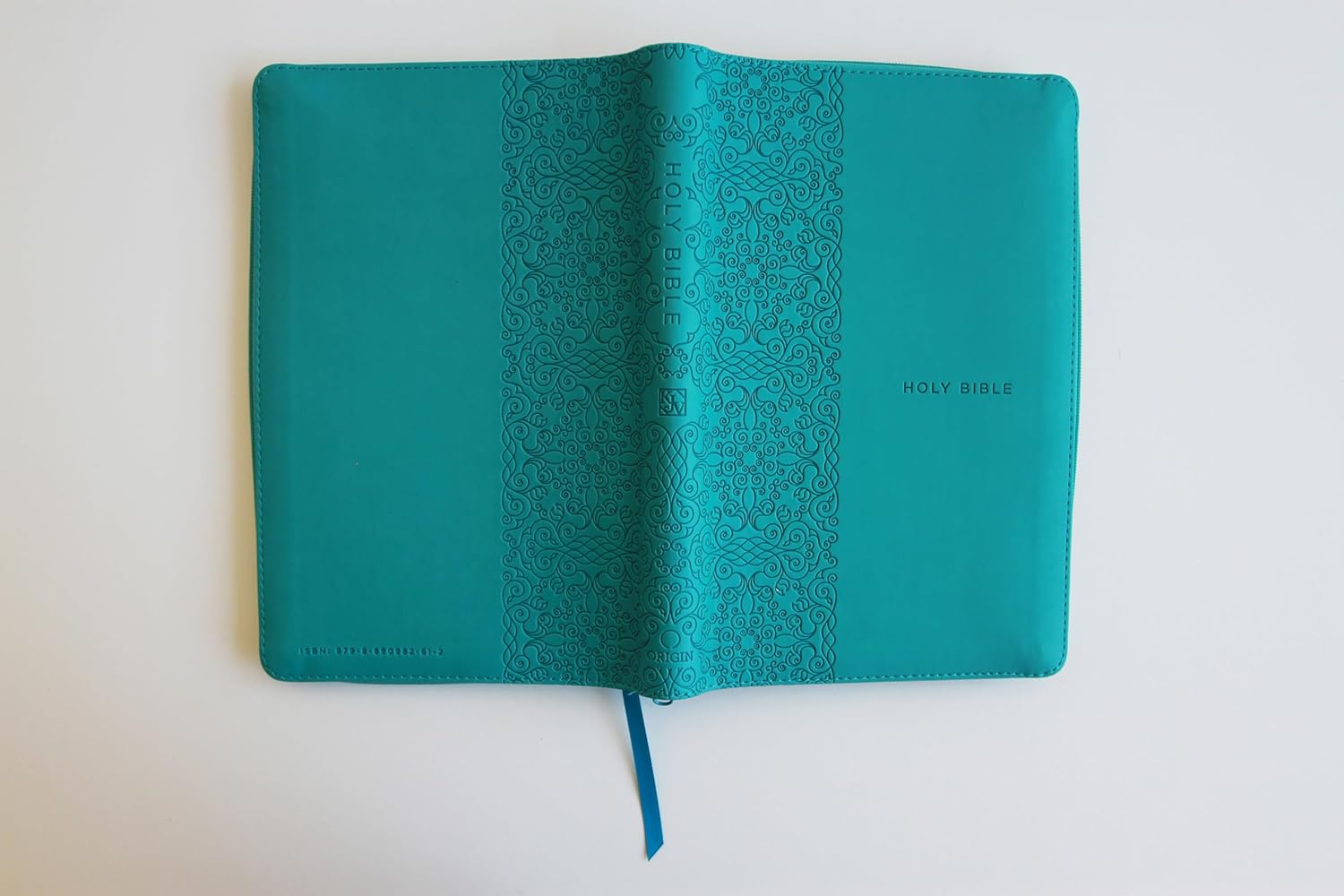 King James Version (KJV) Holy Bible Large Print, Handy Size, Aquamarine Premium Imitation Leather Cover with Zipper, Red Letter Edition, Ribbon Marker - Imagen 2