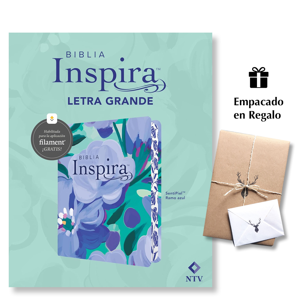 Biblia Inspira NTV Letra Grande 10 SentiPiel Azul Filament App
