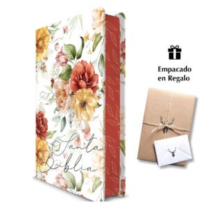 Biblia RVR 1960 letra grande tamaño manual, HC, flores rosadas y cantos pintados