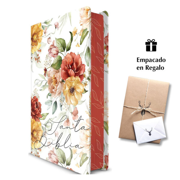 Biblia RVR 1960 letra grande tamaño manual, HC, flores rosadas y cantos pintados