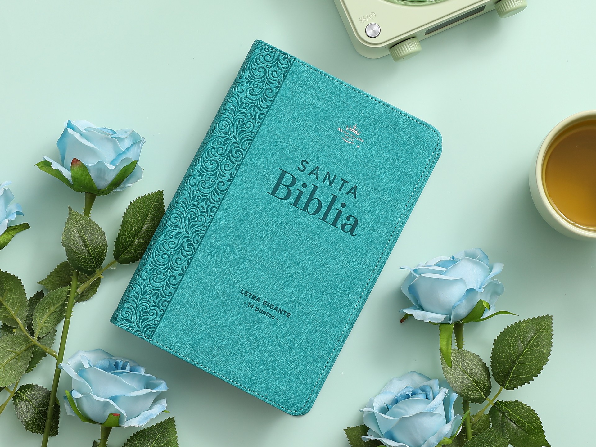 Biblia RVR60 Tamaño manual Letra Gigante i/piel Turquesa - Imagen 2