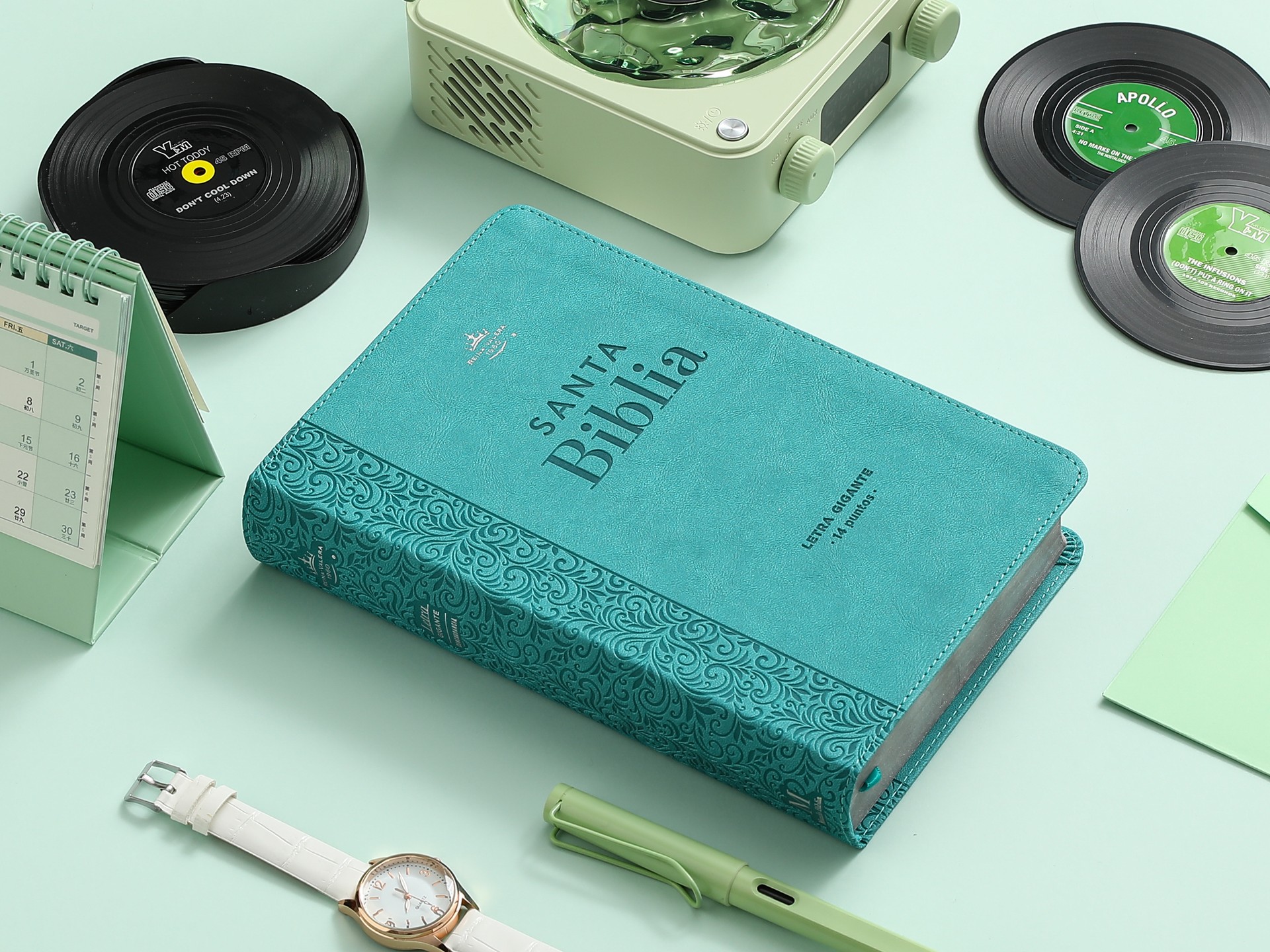 Biblia RVR60 Tamaño manual Letra Gigante i/piel Turquesa - Imagen 3