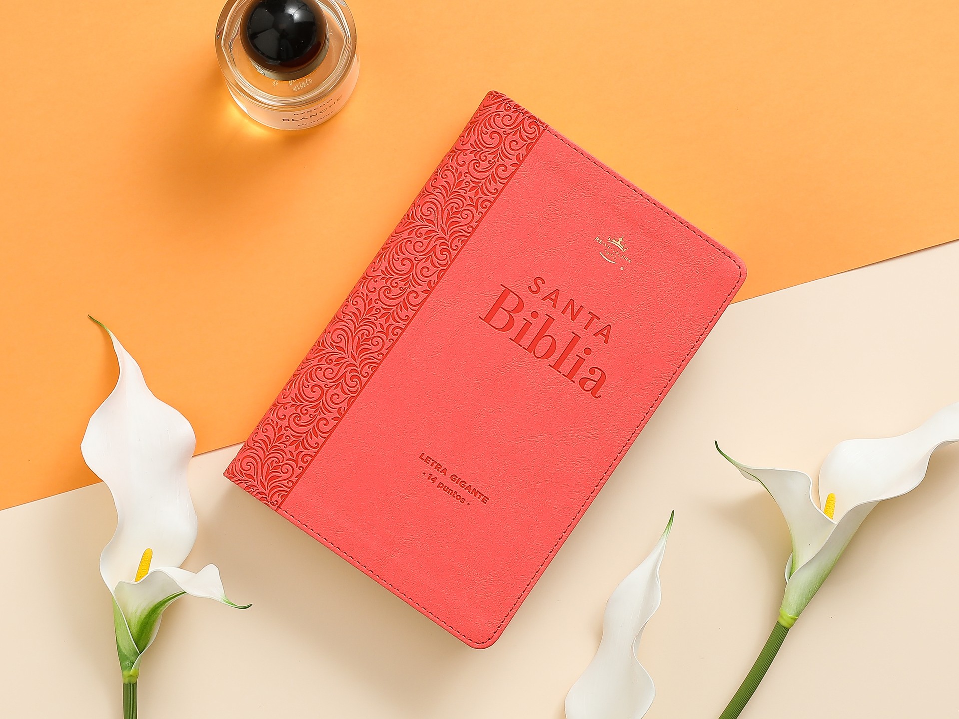 Biblia RVR60 Tamaño manual Letra Gigante piel Coral - Imagen 2