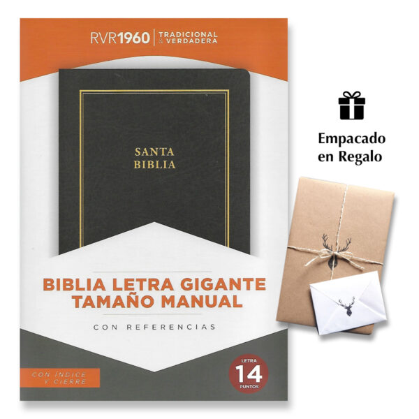 Biblia RVR60 Manual Letra Gigante Semil Piel Negro Indice Cierre