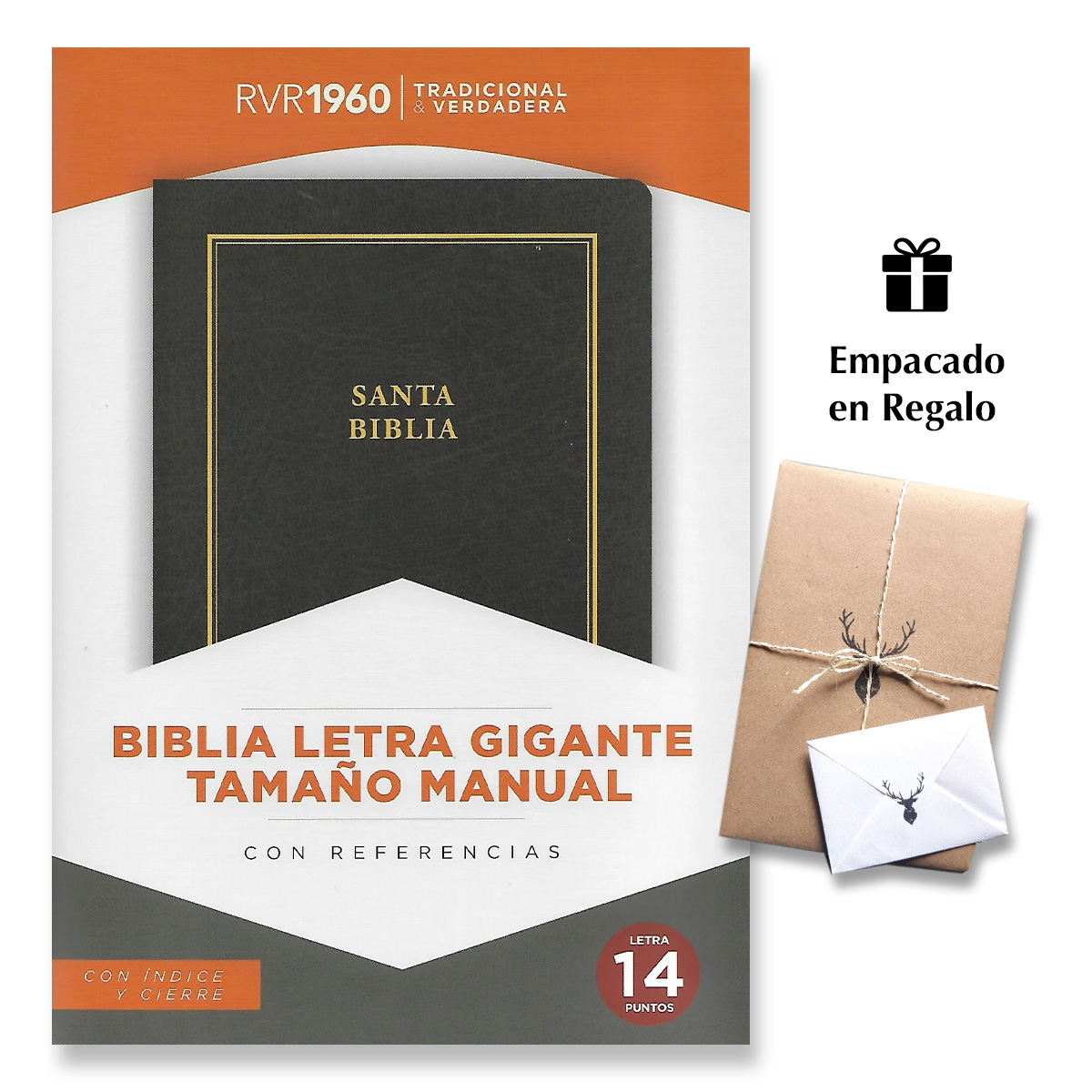 Biblia RVR60 Manual Letra Gigante Semil Piel Negro Indice Cierre