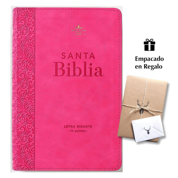 Biblia RVR60 Tamaño manual Letra Gigante i/piel Fucsia