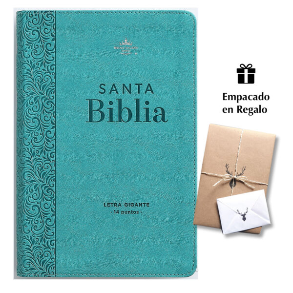 Biblia RVR60 Tamaño manual Letra Gigante i/piel Turquesa