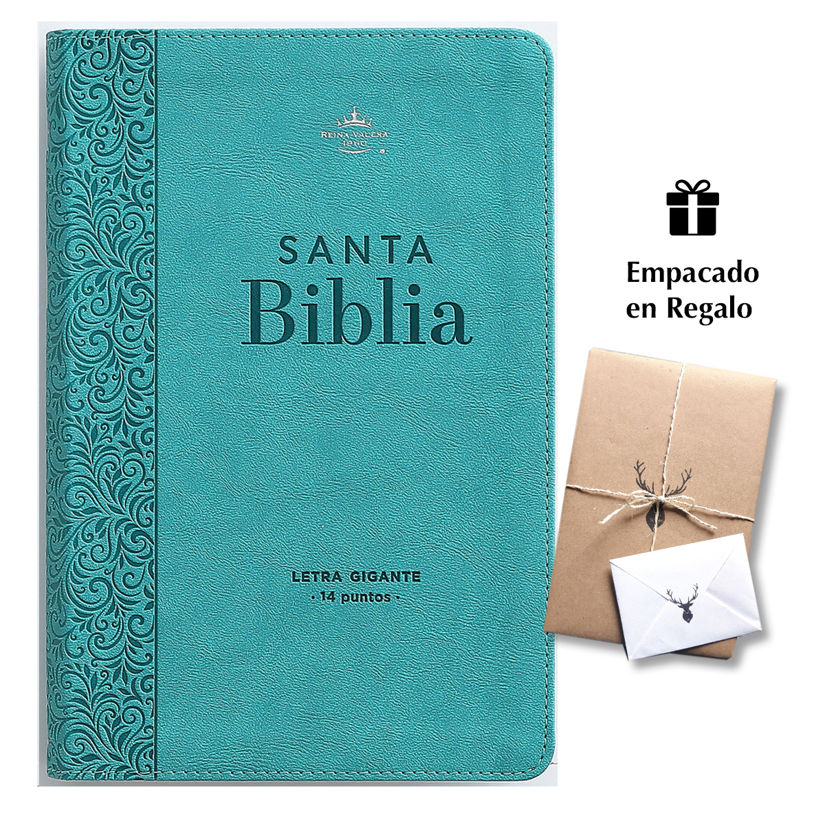 Biblia RVR60 Tamaño manual Letra Gigante i/piel Turquesa