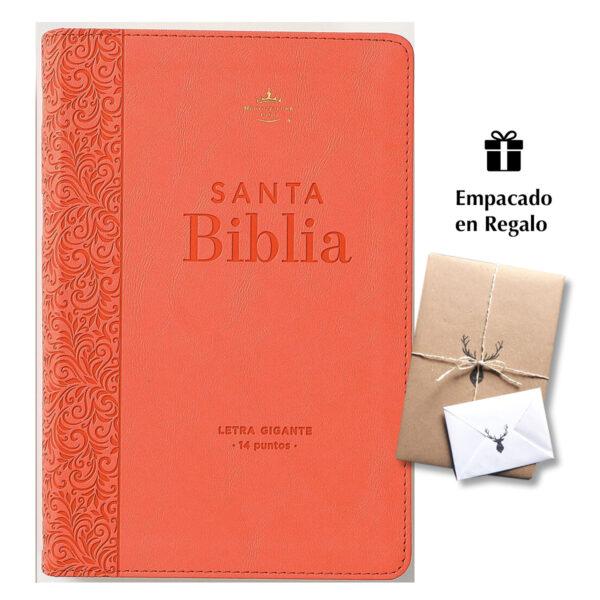 Biblia RVR60 Tamaño manual Letra Gigante piel Coral