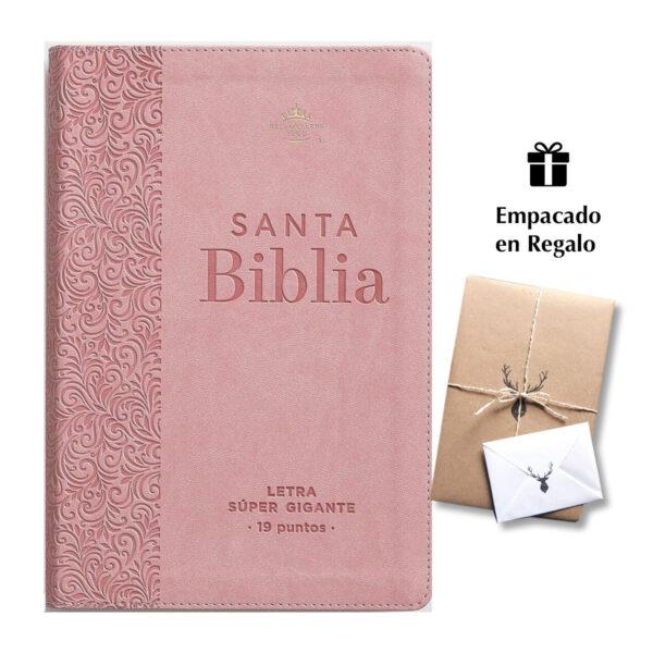 Biblia RVR60 Letra Súper Gigante 19 puntos  i/piel Rosa Floral