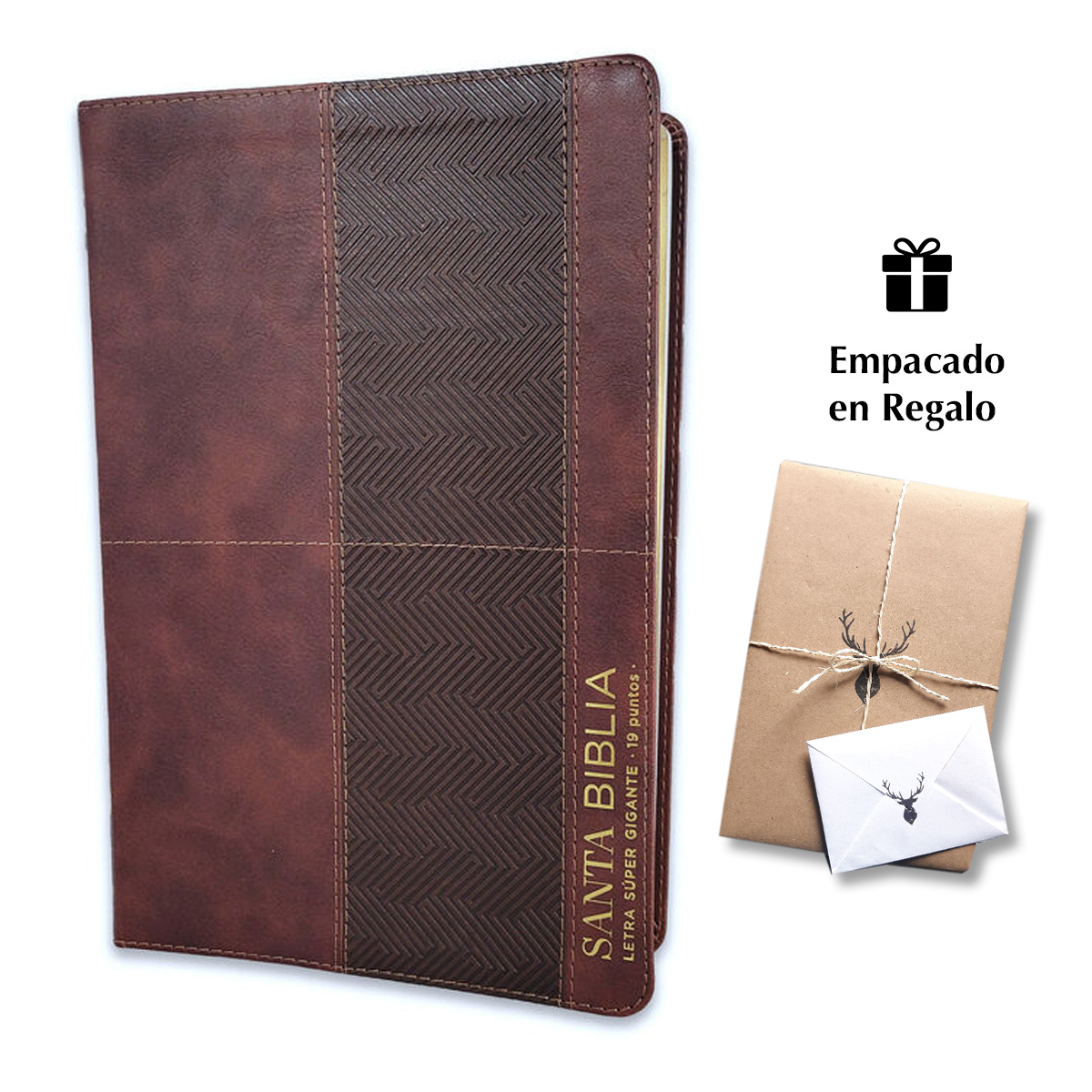 Biblia RVR60 Letra Súper Gigante 19 puntos i/piel Geométrico Café/café con índice