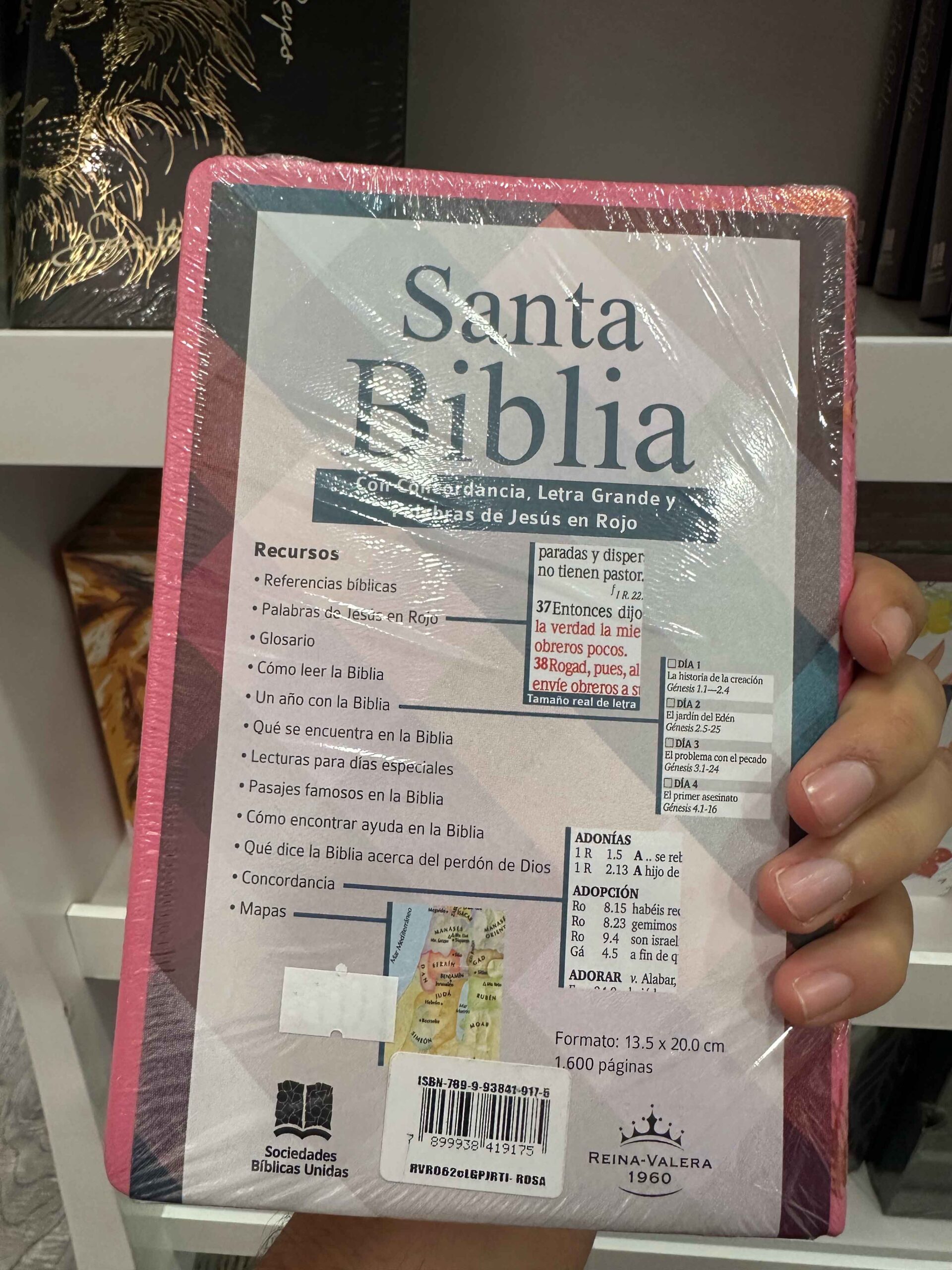 Biblia RVR 1960 Tapa Símil Piel diseño León Rey de Reyes Rosa Letra grande - Imagen 3