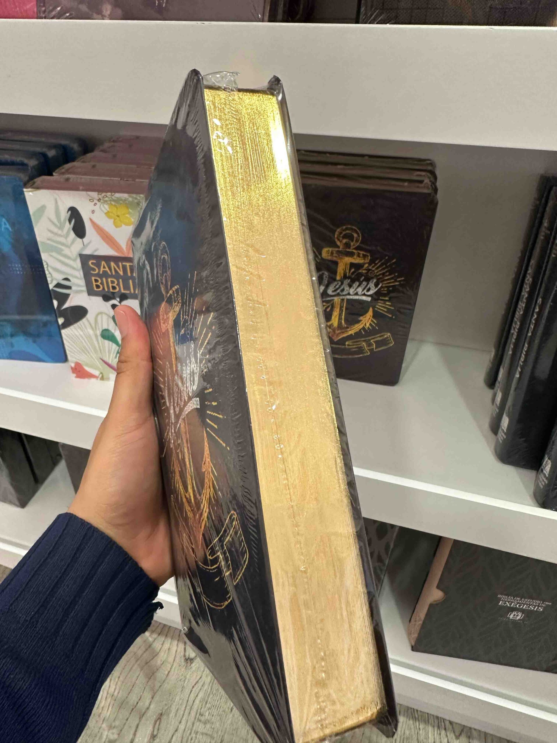 Biblia RVR 1960 Tamaño Manual Letra Grande Negro Ancla - Imagen 4