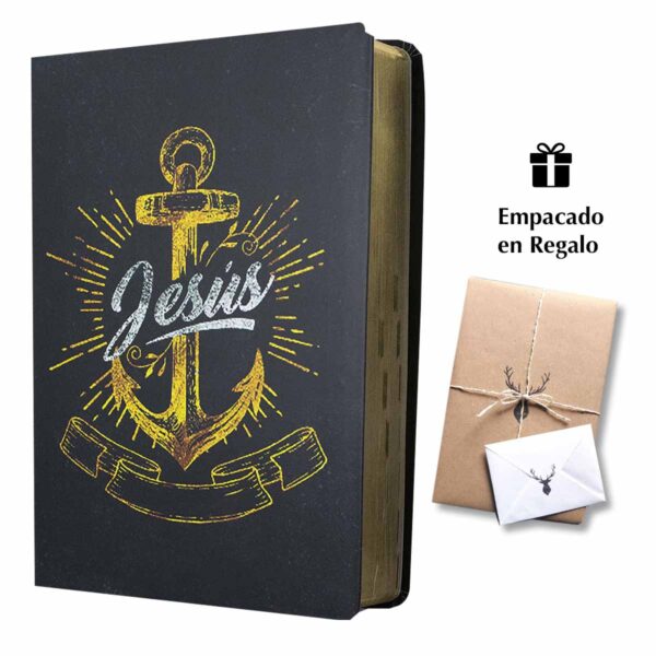 Biblia RVR 1960 Tamaño Manual Letra Grande Negro Ancla