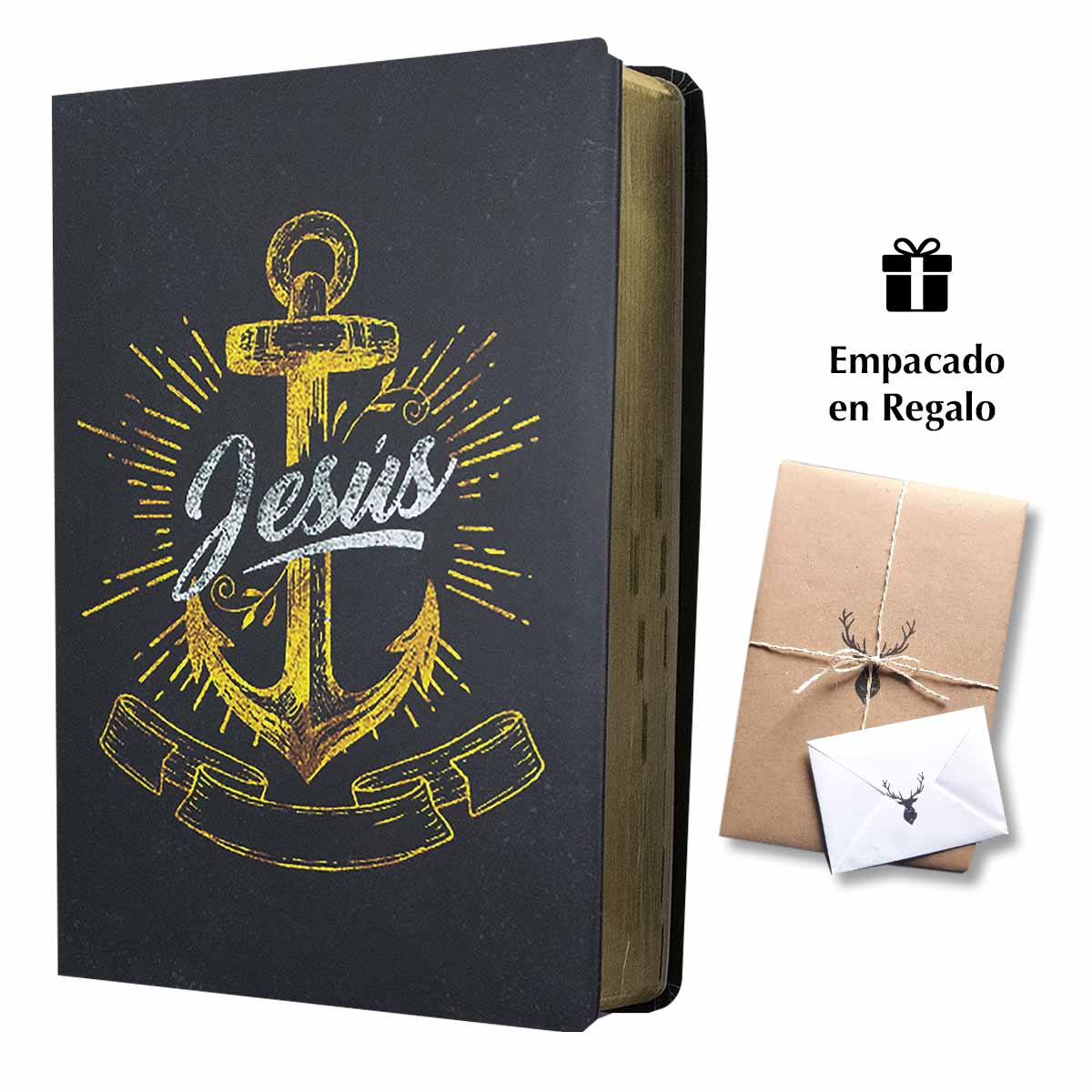 Biblia RVR 1960 Tamaño Manual Letra Grande Negro Ancla